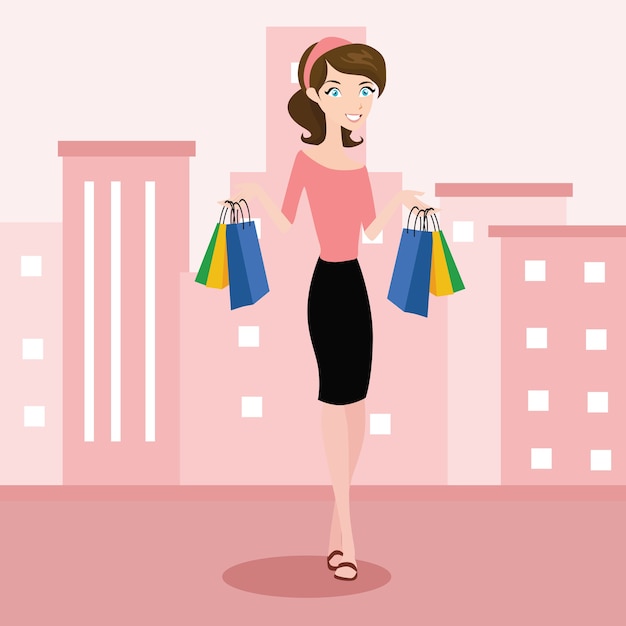 Shopping background cartoon style