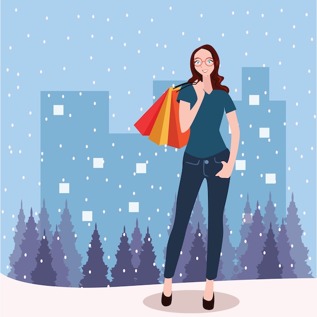 Vector shopping background cartoon style