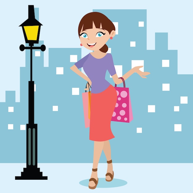 Vector shopping background cartoon style