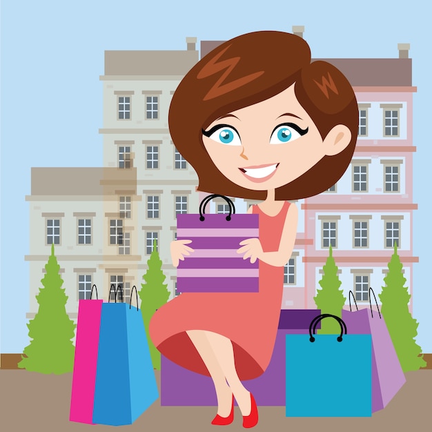 Shopping background cartoon style