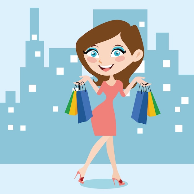 Shopping background cartoon style