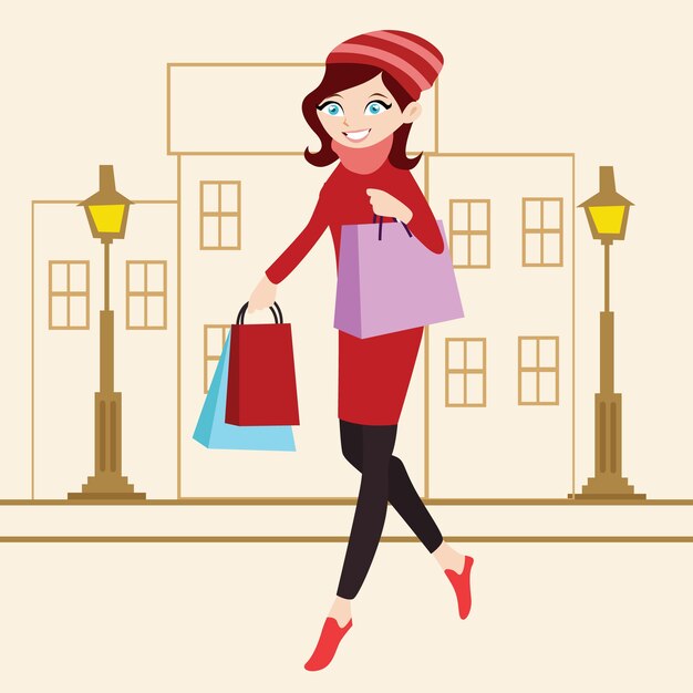 Vector shopping background cartoon style