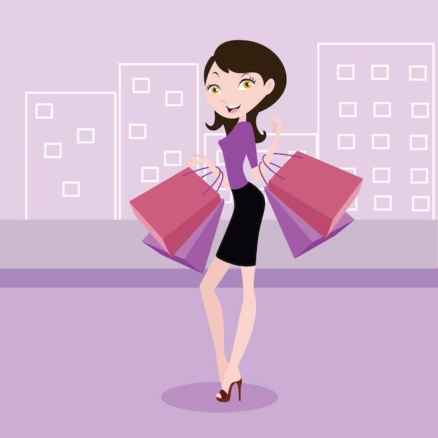 Vector shopping background cartoon style