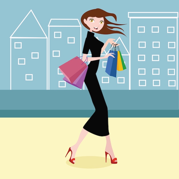 Shopping background cartoon style