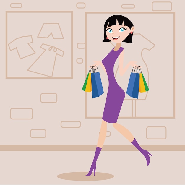 Shopping background cartoon style