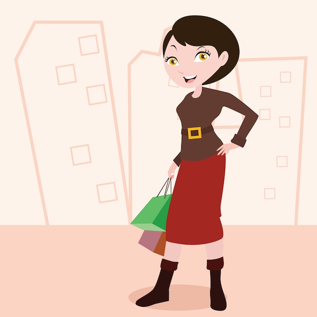 Shopping background cartoon style