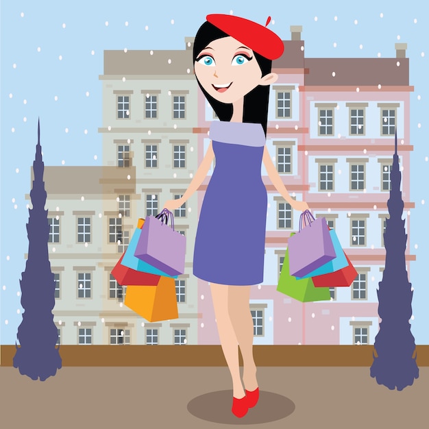 Shopping background cartoon style