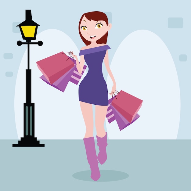 Vector shopping background cartoon style