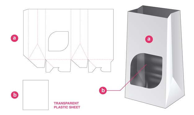透明なプラスチックシートダイカットテンプレートとショッピングバッグとウィンドウ