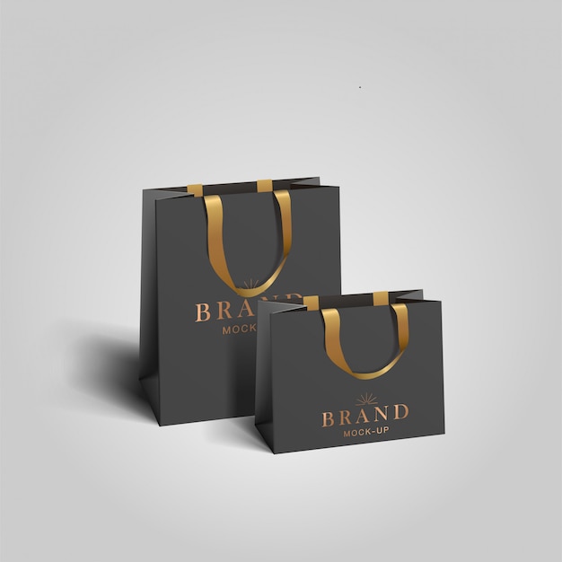 Shopping bag  . black blank paper bags. shopping product package for corporate brand template.