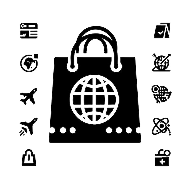 Shopping bag black icon store package vector