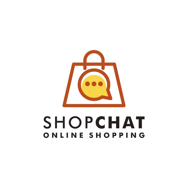 Shopping bag chat logo design shop icon vector