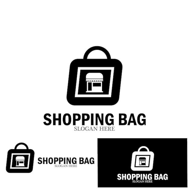 Shopping bag check logo concept segno icona simbolo illustrazione vettoriale modello di progettazione