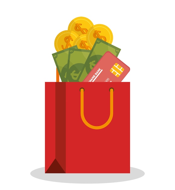 shopping bag commerciële iconen vector illustratie ontwerp