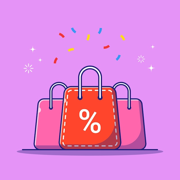 Shopping Bag Discount Sale Illustration. Discount Promo Icon Concept Isolated.