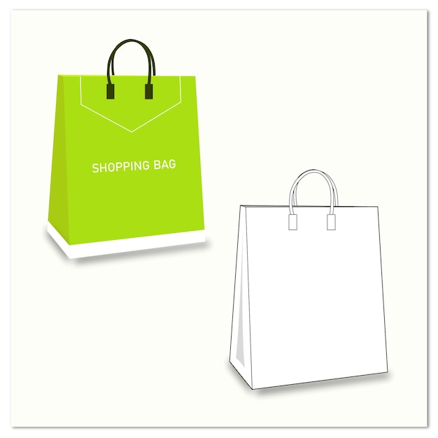 Shopping bag drawing vector template mockup