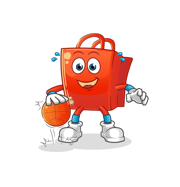 Shopping bag dribble basketball character. cartoon mascot vector