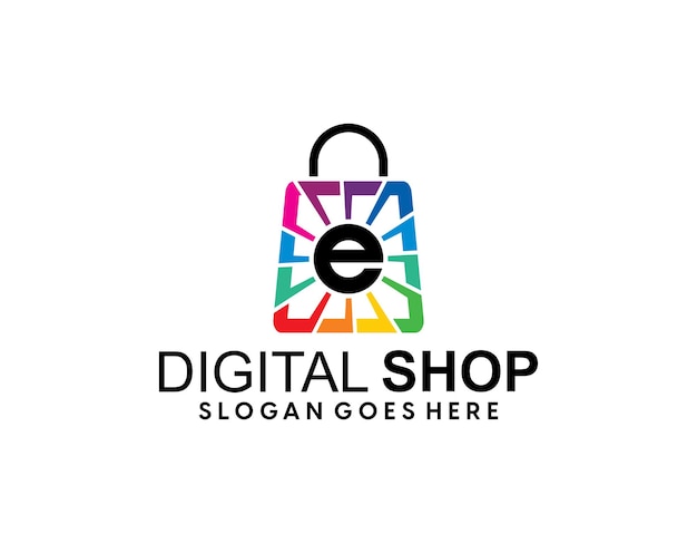 Vector shopping bag gradient logo design