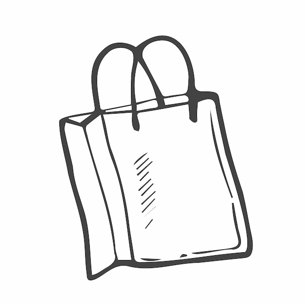 Shopping bag hand drawn outline doodle icon Mall sales buy in store gift pack market and consume