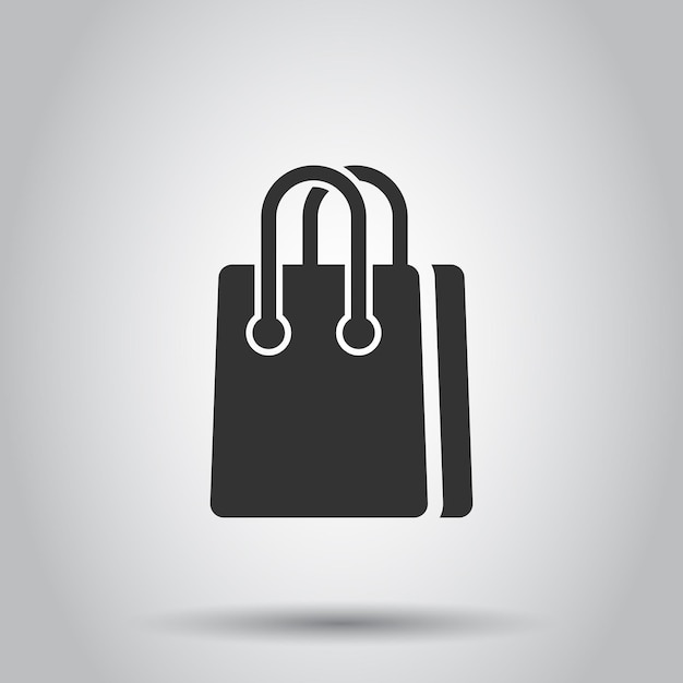 平らなスタイルのショッピングバッグのアイコン 白い隔離された背景のハンドバッグサインのベクトルイラスト パッケージビジネスコンセプト