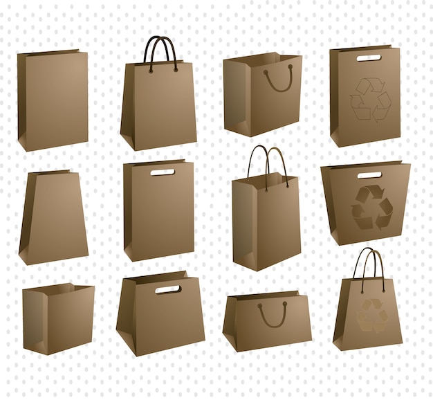 Vector shopping bag icon set