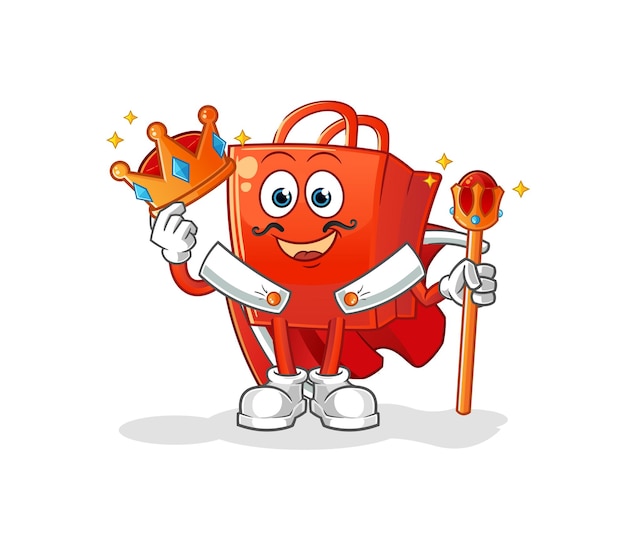 Shopping bag king vector. cartoon character