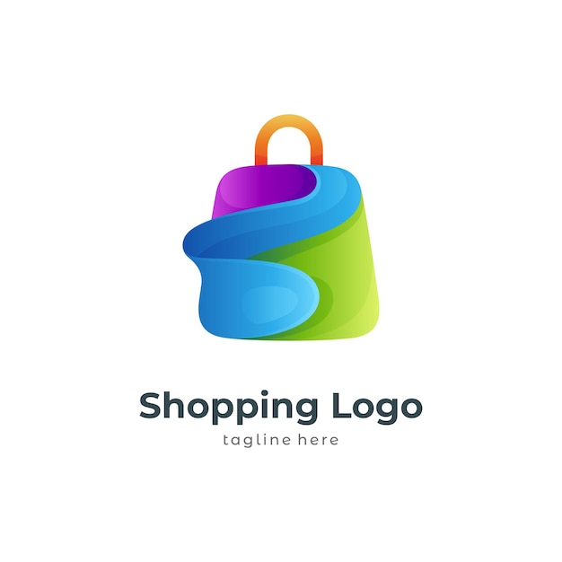 Shopping bag logo design template