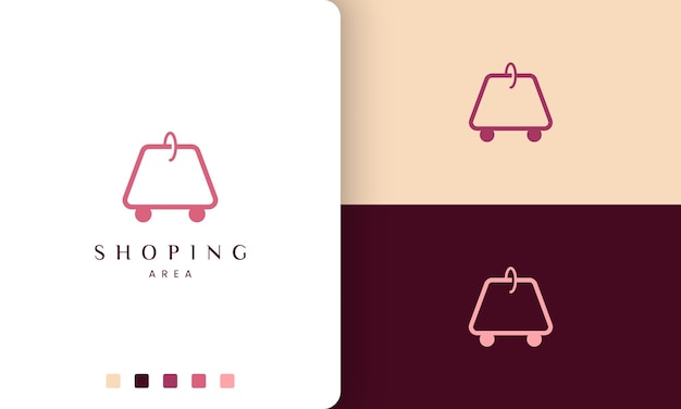 Shopping bag logo in simple and minimalist style