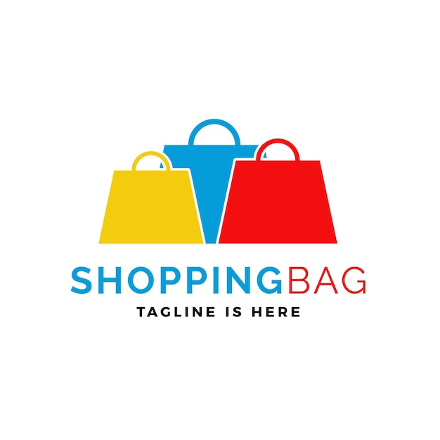 Shopping bag logo vector icon illustration