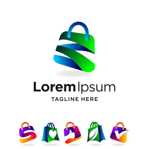 Shopping bag logo with multiple concept