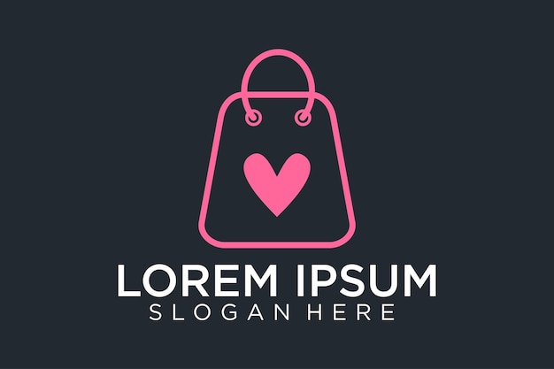 Shopping Bag love Logo Design Template