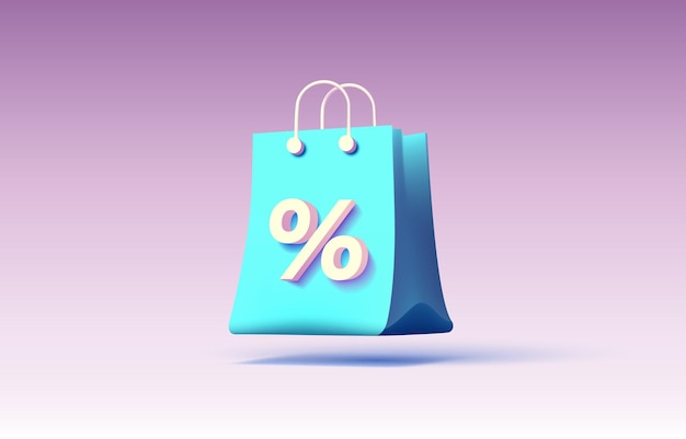 Shopping bag Percentage gift discount box product offer store Vector