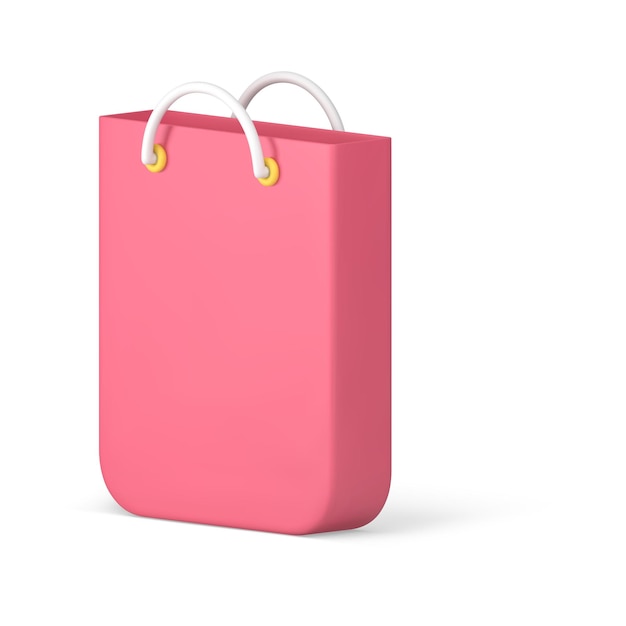 Vector shopping bag pink package for cosmetic beauty buying supermarket cardboard pack 3d icon vector