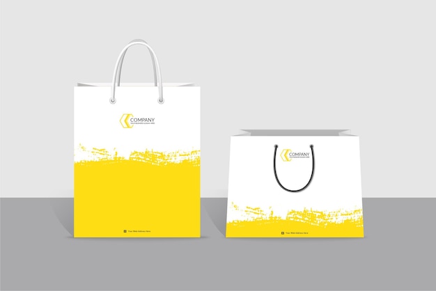 Vector shopping bag professional branding stationery with brush ink stains