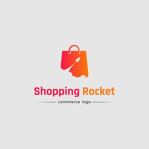 Vector shopping bag rocket logo