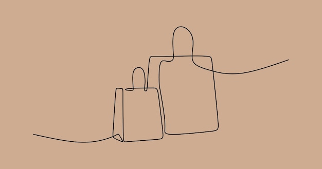 Shopping bag shop oneline continuous editable line art