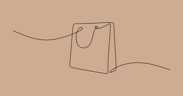 Shopping bag shop oneline continuous editable line art