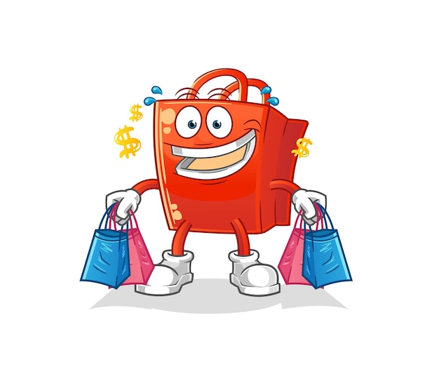 Shopping bag shoping mascot. cartoon vector