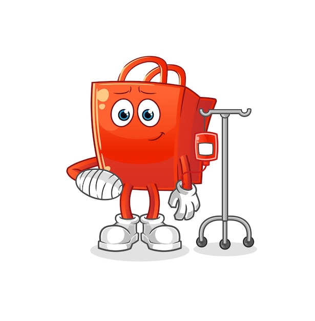 Shopping bag sick in iv illustration. character vector