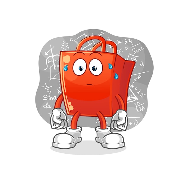 Shopping bag thinking hard vector. cartoon character