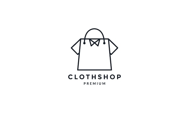 Shopping bag with cloth line outline  logo vector icon illustration