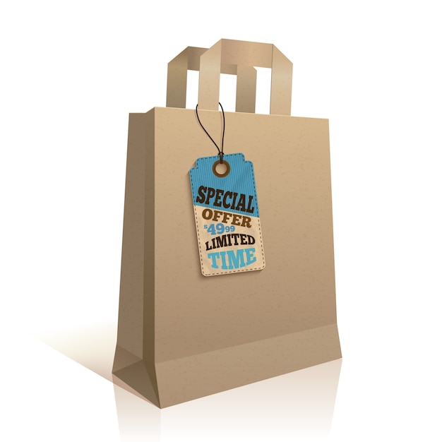 Vector shopping bag with decorative sale label