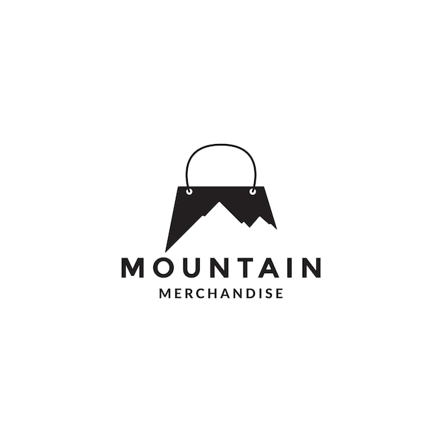 Shopping bag with mountains logo symbol icon vector graphic design illustration idea creative