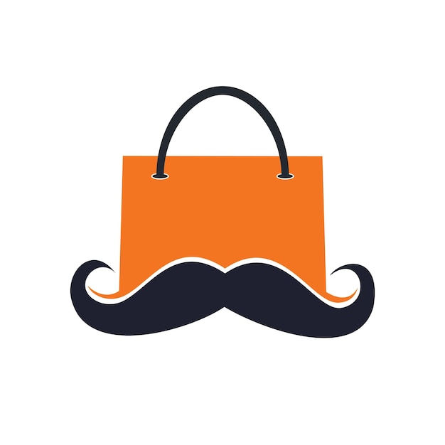 Shopping bag with mustache icon logo design