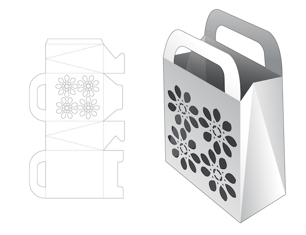 스텐실 만다라 다이 컷 템플릿과 3d 모형이 있는 쇼핑백