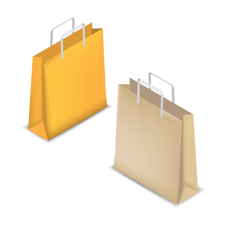 Vector shopping bag yellow and brown for decorate