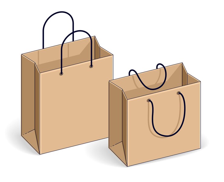 Vector shopping bags big sale, sellout, retail, black friday discount, eco paper bag isolated on white background. isometric vector illustration, 3d thin line design.
