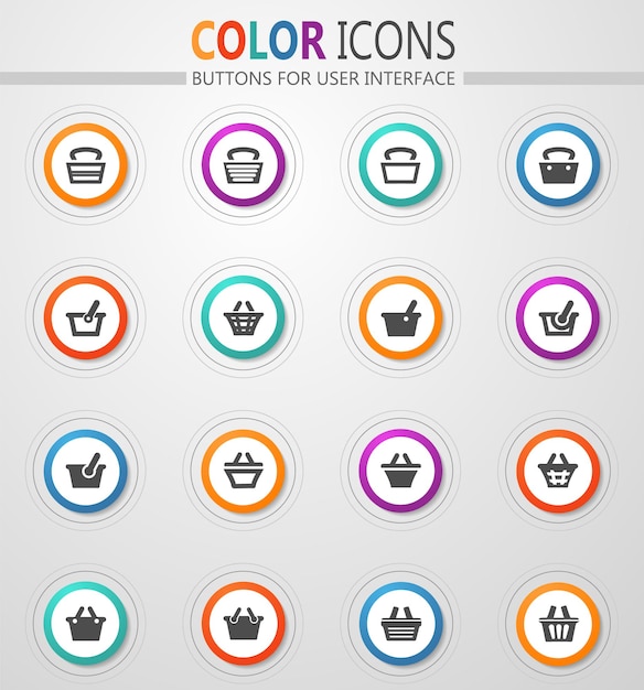 Набор значков корзины покупок для веб-сайтов и пользовательского интерфейса