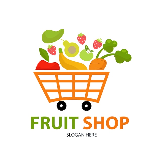 Vettore cesto della spesa pieno di frutta e verdura negozio di frutta disegno vettoriale illustrazione vettoriale