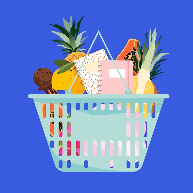 Shopping basket full of items